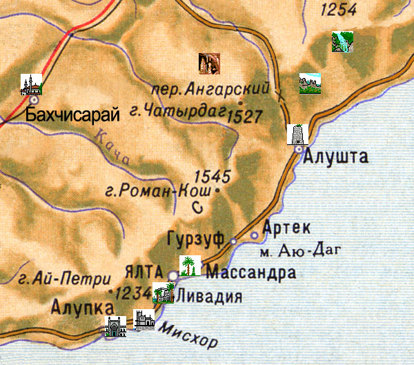 Артек карта крыма на карте